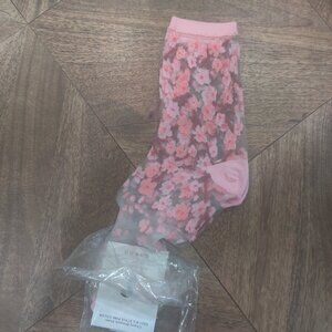 Sock Candy Cherry Blossom Sheer Crew Sock size 10-14 New